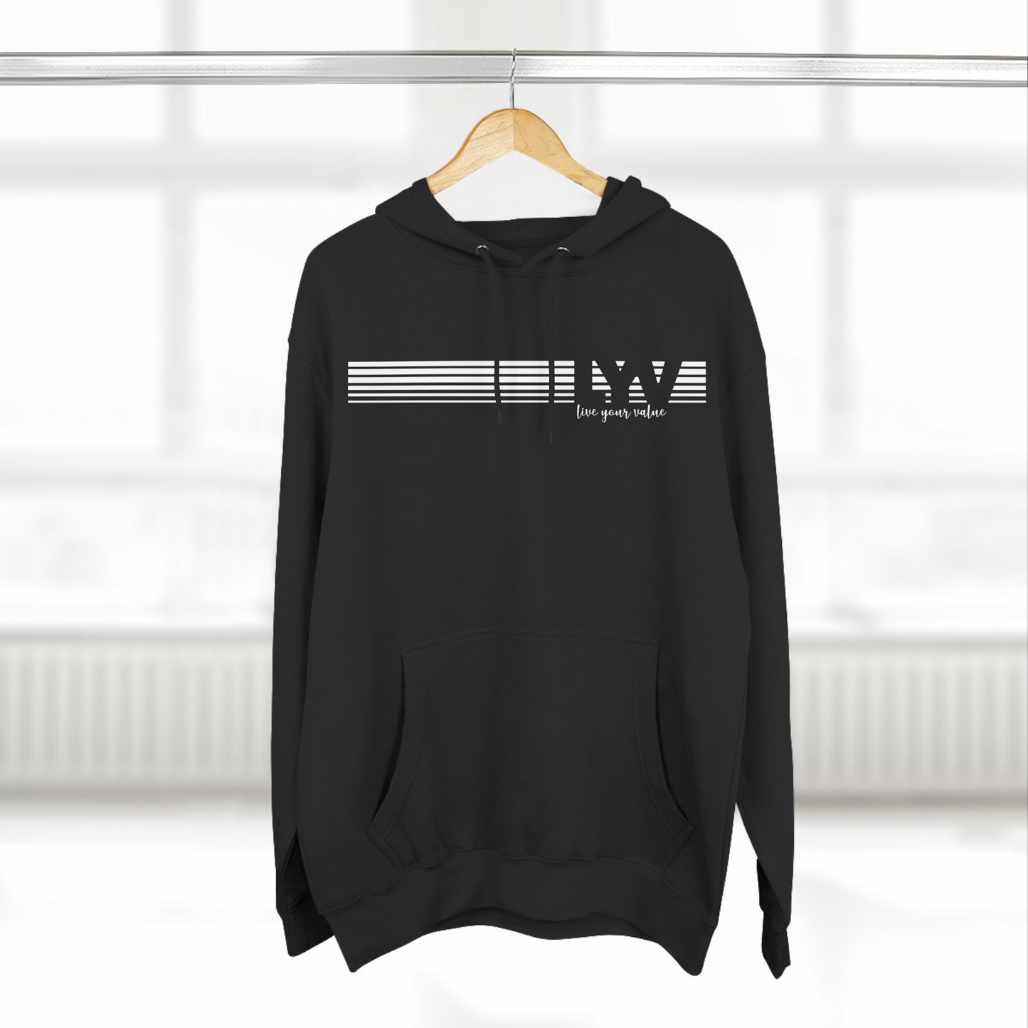 LYV (live your value) Three-Panel Fleece Hoodie with Signature