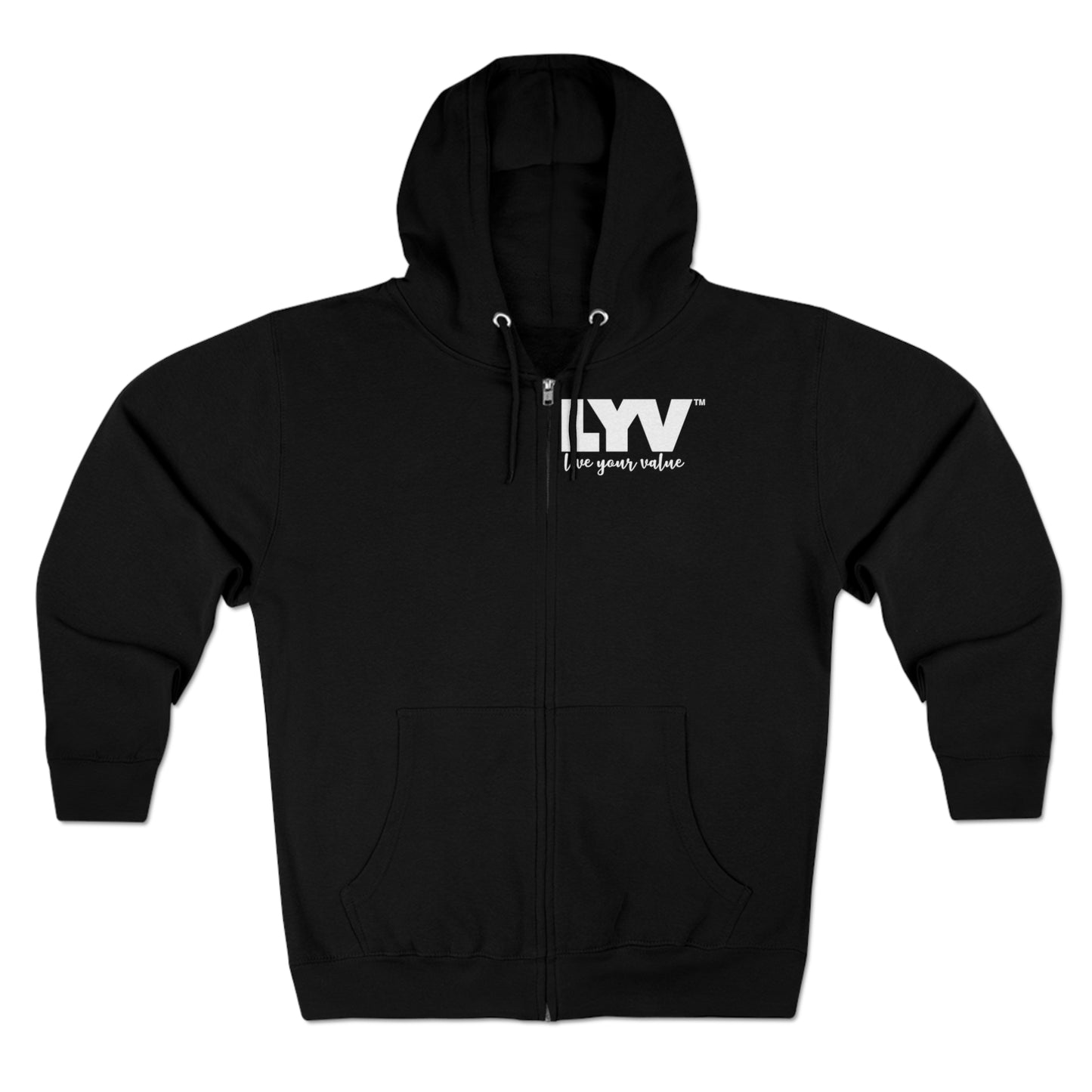 LYV (live your value) Unisex Premium Full Zip Hoodie with Signature