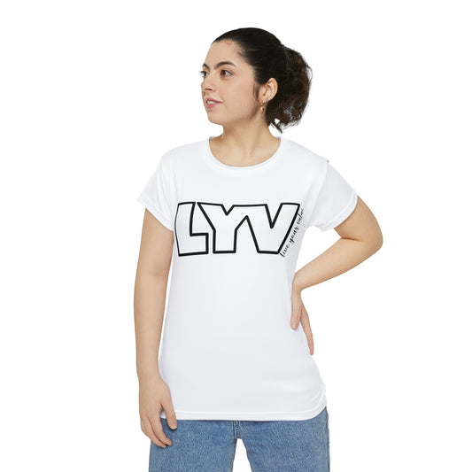 LYV (live your value) Women's Short Sleeve Shirt White with Signature