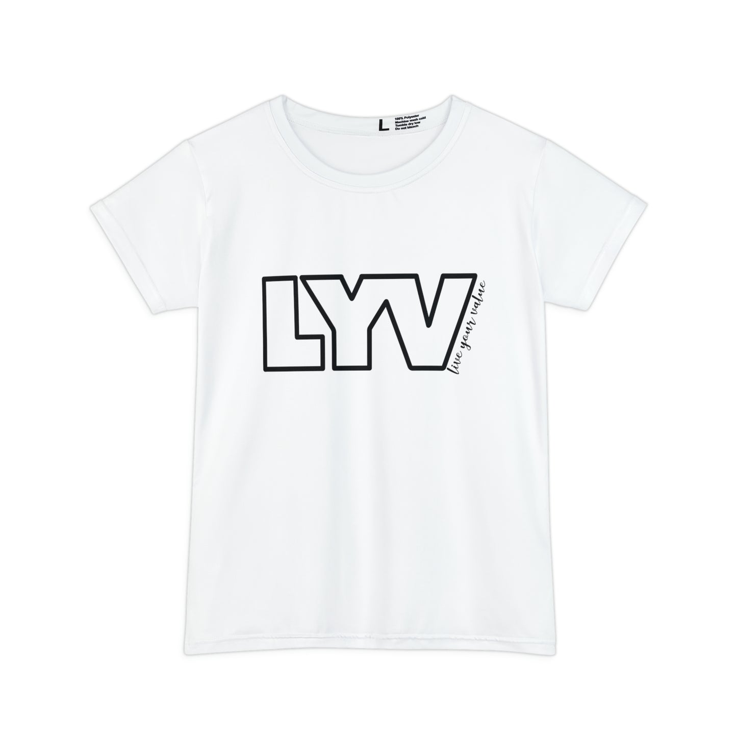 LYV (live your value) Women's Short Sleeve Shirt White with Signature