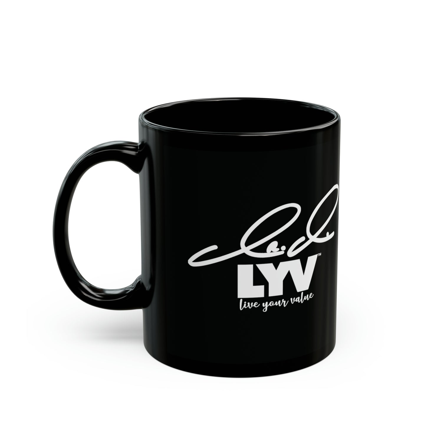 LYV 11oz Black Mug with Signature